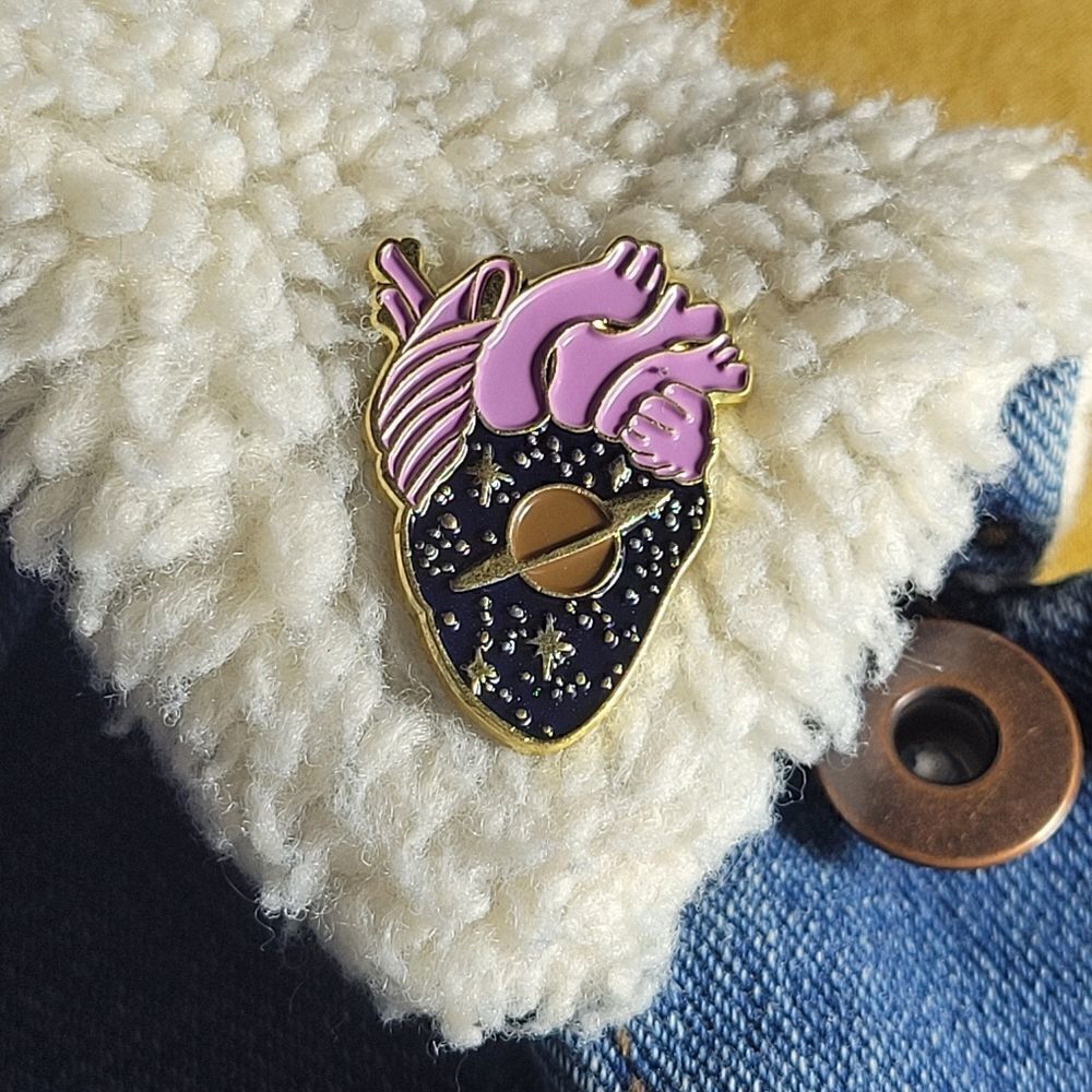 Saturn in Space Anatomical Heart Enamel Pin